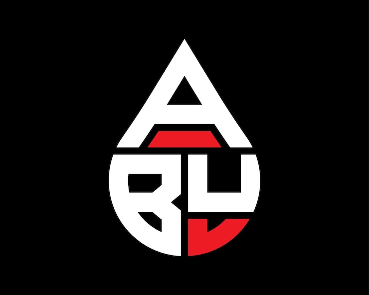 Vector diseño del logotipo en forma de gota de agua de la letra abu diseño simple del logotipo de gota de abu