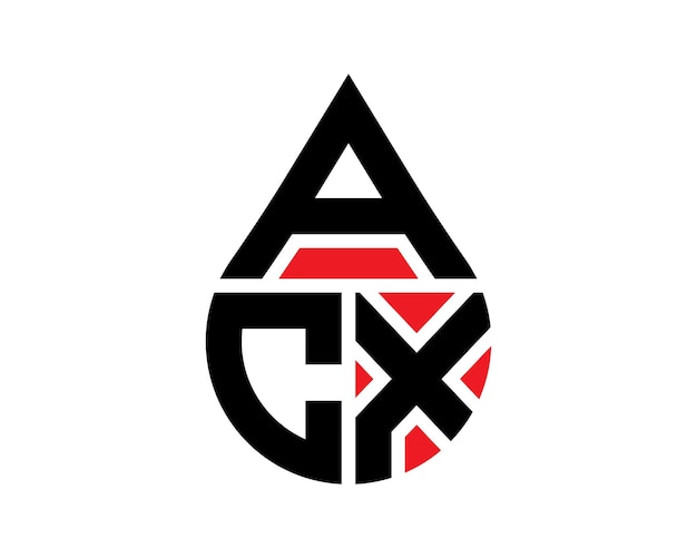 Vector diseño del logotipo de la forma de gota de agua de la letra acx diseño simple del logotipo de gota de acx