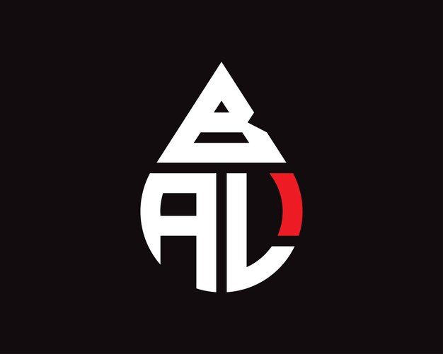Diseño del logotipo en forma de gota de agua de la letra BAL Diseño simple del logotipo de gota de BAL