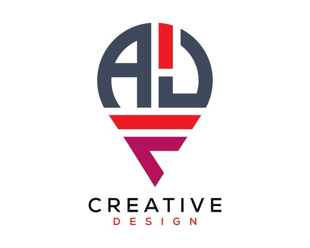 Diseño del logotipo de la forma de la letra AJF