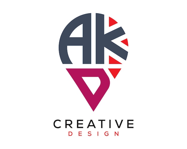 Diseño del logotipo de la forma de la letra AKD