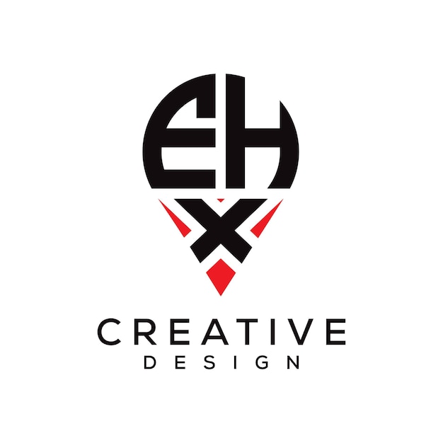 Diseño del logotipo de la forma de la letra EHX
