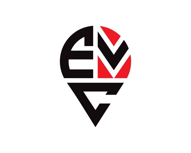 Diseño del logotipo de la forma de la letra EVC