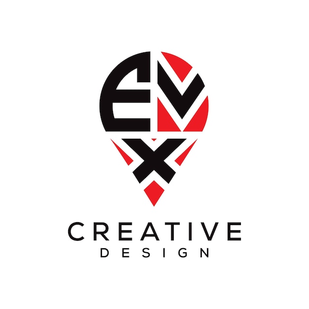 Diseño del logotipo de la forma de la letra EVX