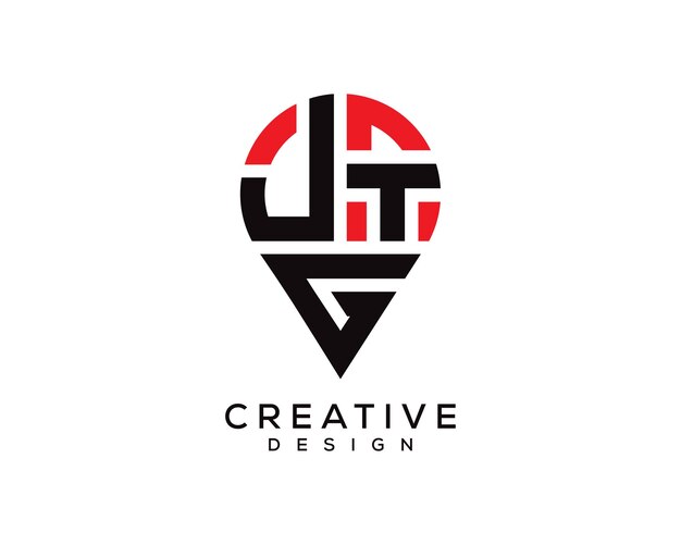Diseño del logotipo de la forma de la letra JTG
