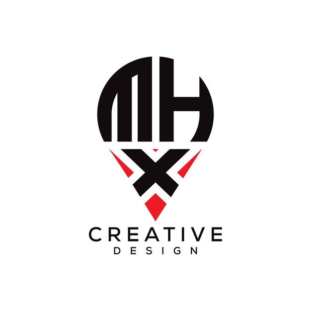 Diseño del logotipo de la forma de la letra MHX