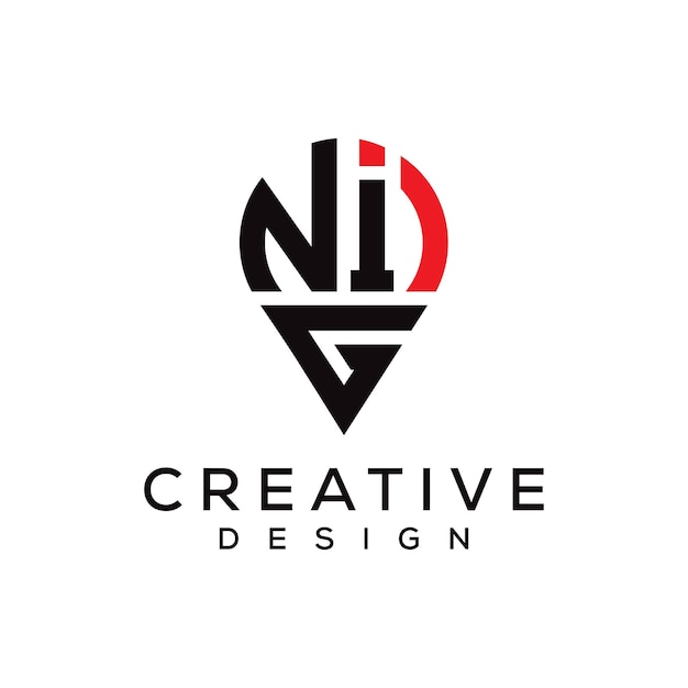 Diseño del logotipo de la forma de la letra NIG
