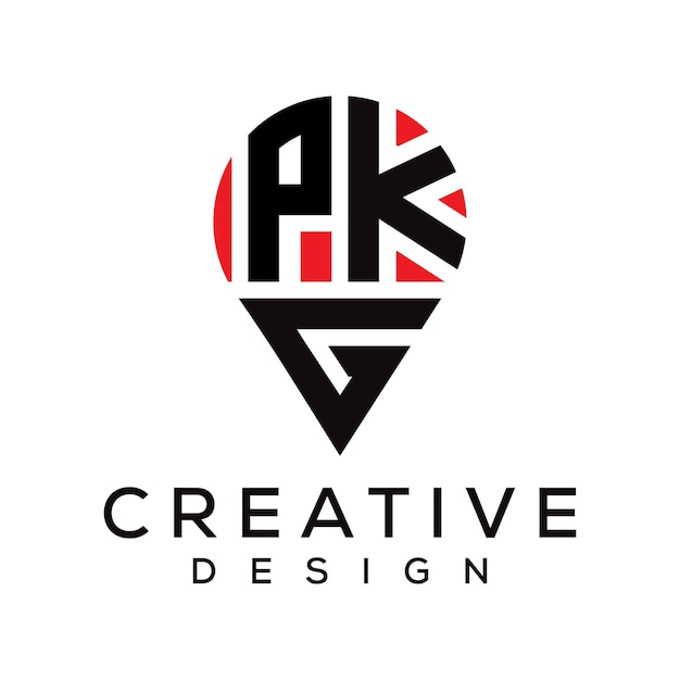 Diseño del logotipo de la forma de la letra PKG
