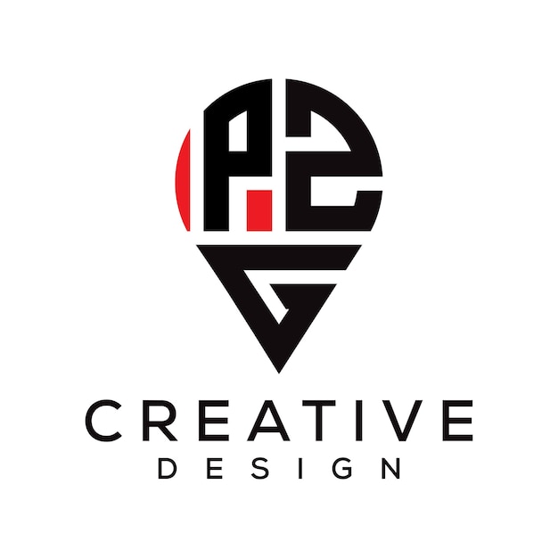 Diseño del logotipo de la forma de la letra PZG