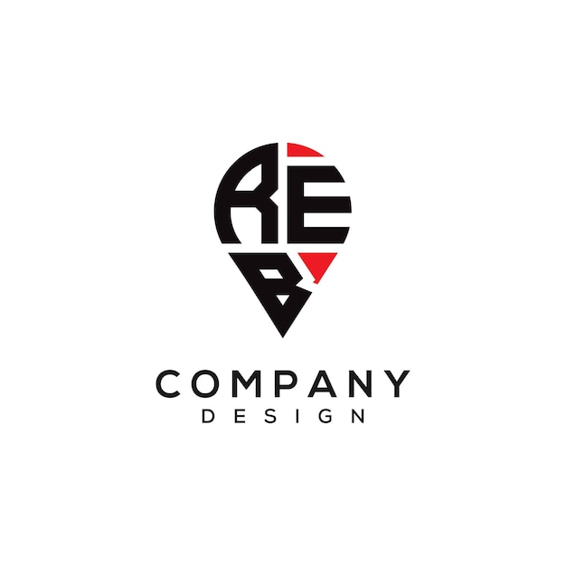 Diseño del logotipo de la forma de la letra REB