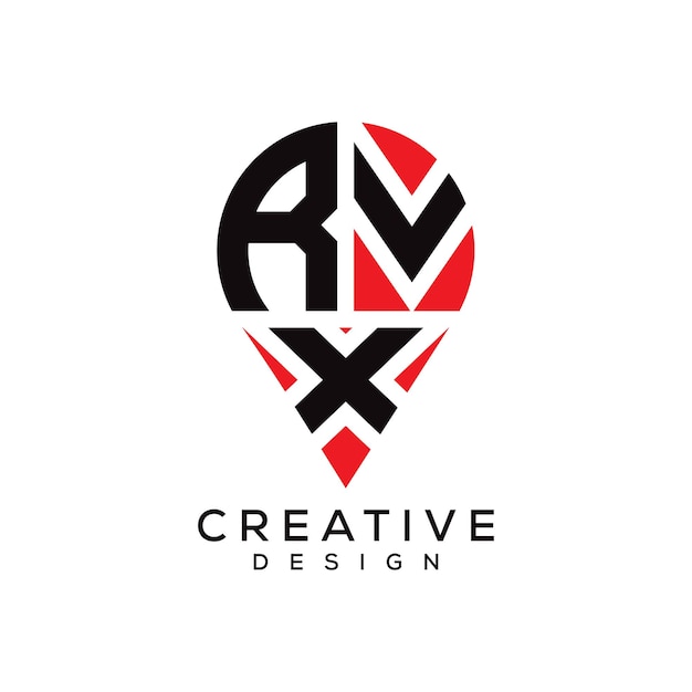 Diseño del logotipo de la forma de la letra RVX