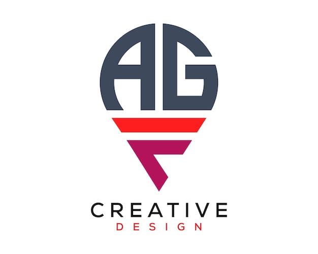 Diseño del logotipo de la forma de la letra de la ubicación de AGF