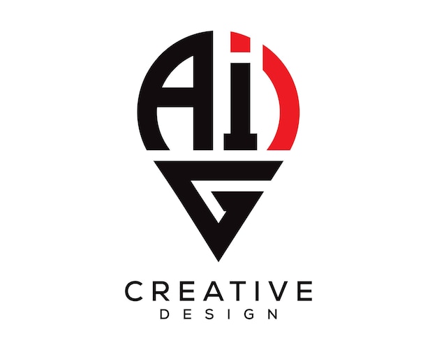 Diseño del logotipo de la forma de la letra de la ubicación de AIG