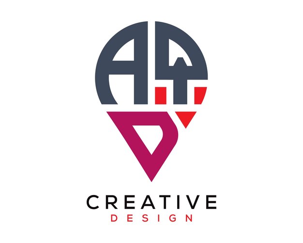 Diseño del logotipo de la forma de la letra de la ubicación de AQD