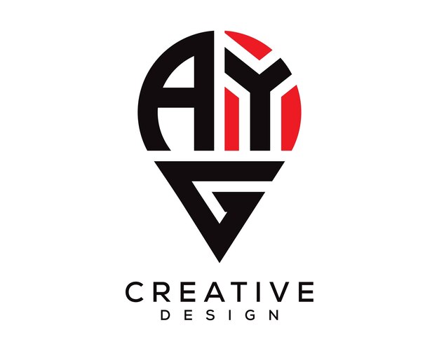Diseño del logotipo de la forma de la letra de la ubicación de AYG
