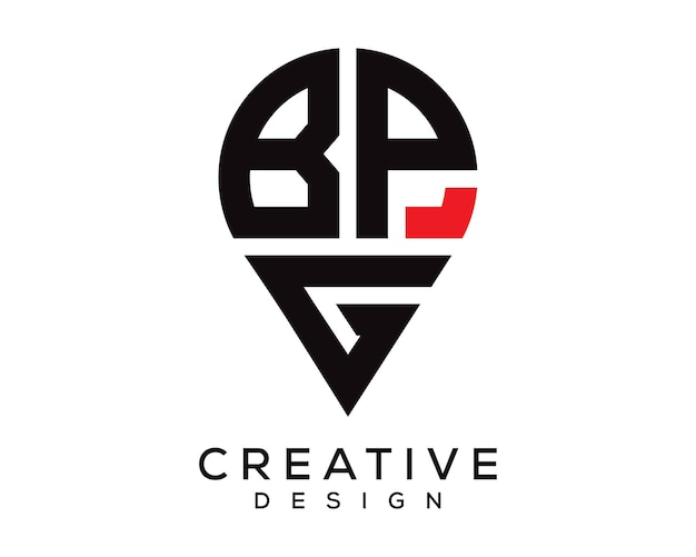 Diseño del logotipo de la forma de la letra de la ubicación de BPG