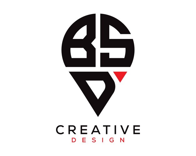 Diseño del logotipo de la forma de la letra de la ubicación de BSD