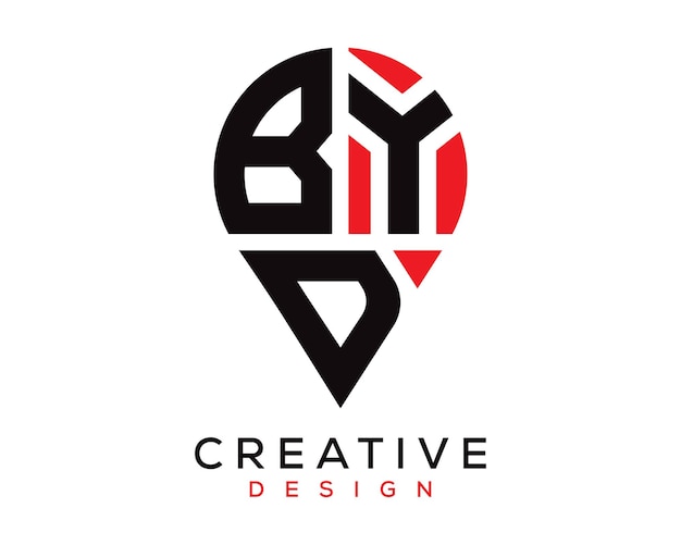 Diseño del logotipo de la forma de la letra de la ubicación de BYD