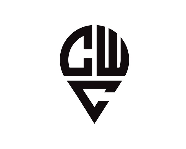 Diseño del logotipo de la forma de la letra de la ubicación de CWC.