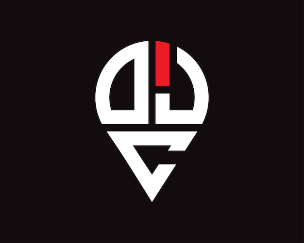 Diseño del logotipo de la forma de la letra de la ubicación de DJC
