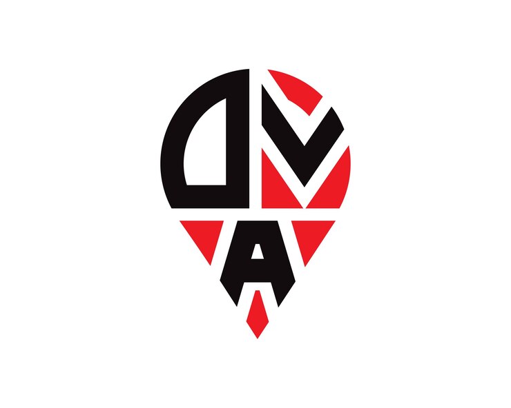 Vector diseño del logotipo de la forma de la letra de la ubicación de dva