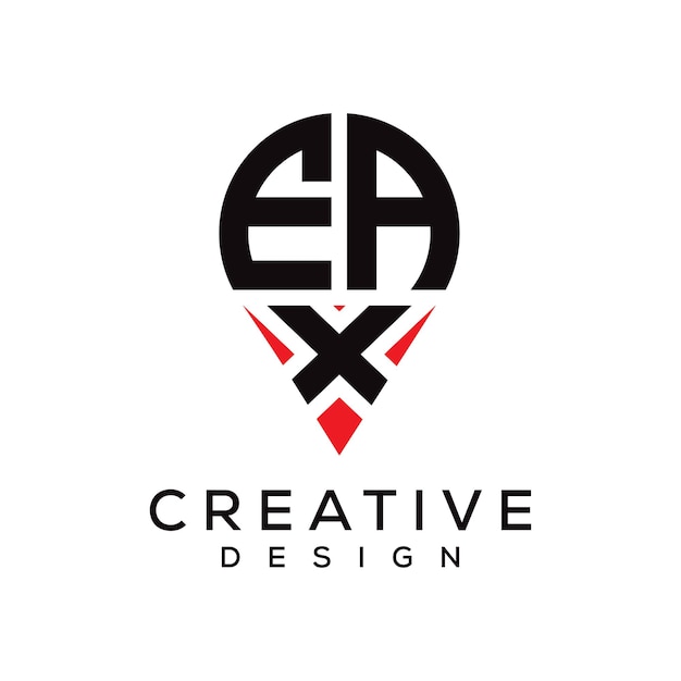 Diseño del logotipo de la forma de la letra de la ubicación de EAX