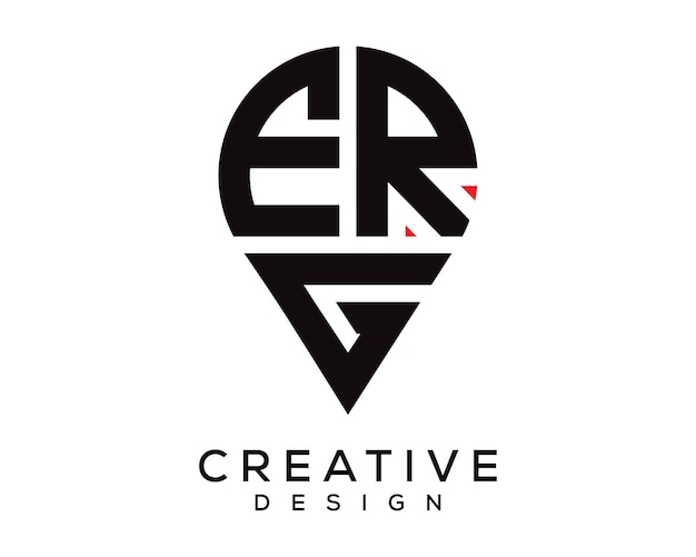 Diseño del logotipo de la forma de la letra de la ubicación de ERG