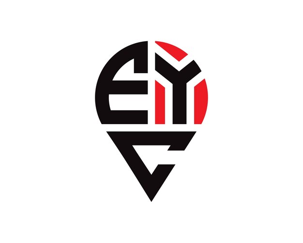 Diseño del logotipo de la forma de la letra de la ubicación de EYC