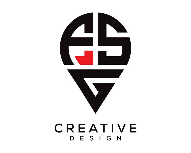 Diseño del logotipo de la forma de la letra de la ubicación de FSG
