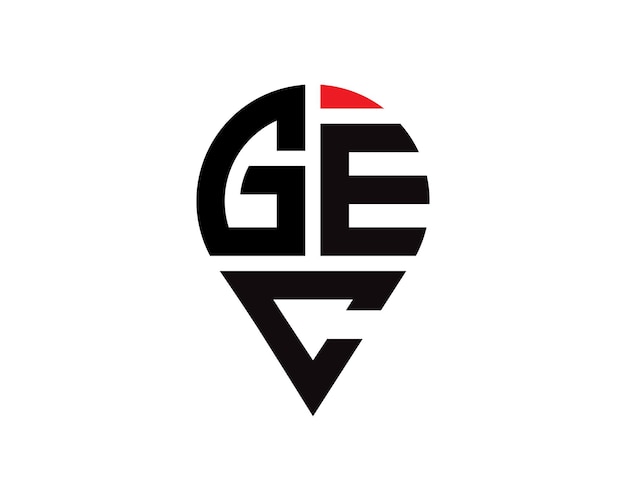 Diseño del logotipo de la forma de la letra de la ubicación de GEC