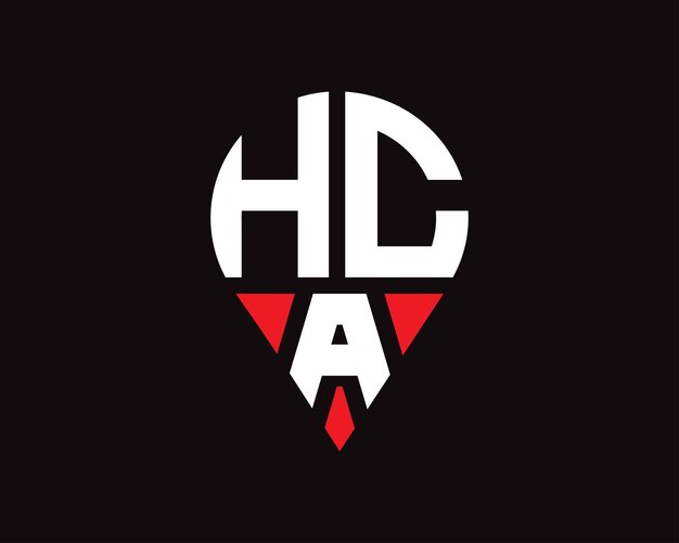 Diseño del logotipo de la forma de la letra de la ubicación de HCA