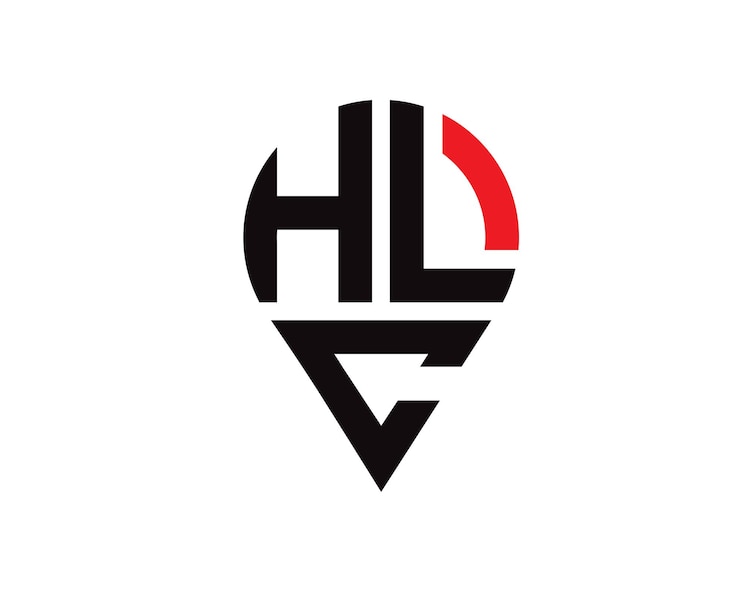 Vector diseño del logotipo de la forma de la letra de la ubicación de hlc
