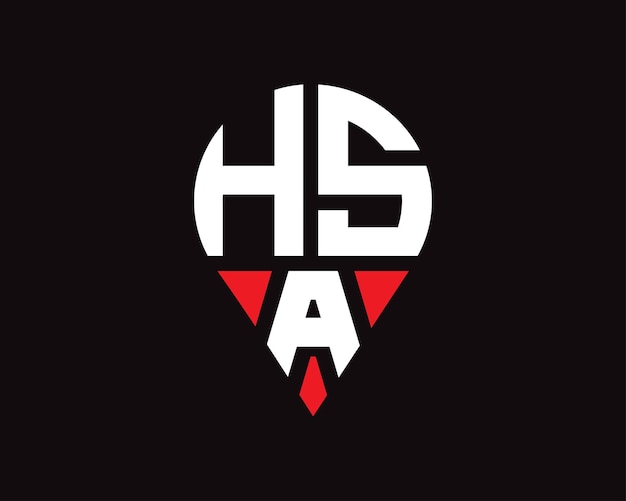 Diseño del logotipo de la forma de la letra de la ubicación de HSA