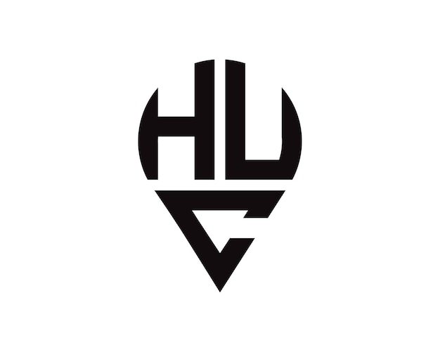 Diseño del logotipo de la forma de la letra de la ubicación de HUC