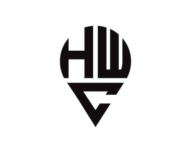 Vector diseño del logotipo de la forma de la letra de la ubicación de hwc