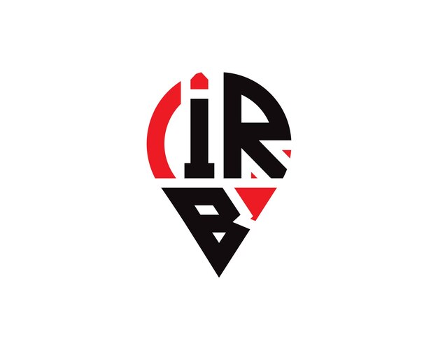 Diseño del logotipo de la forma de la letra de la ubicación de IRB
