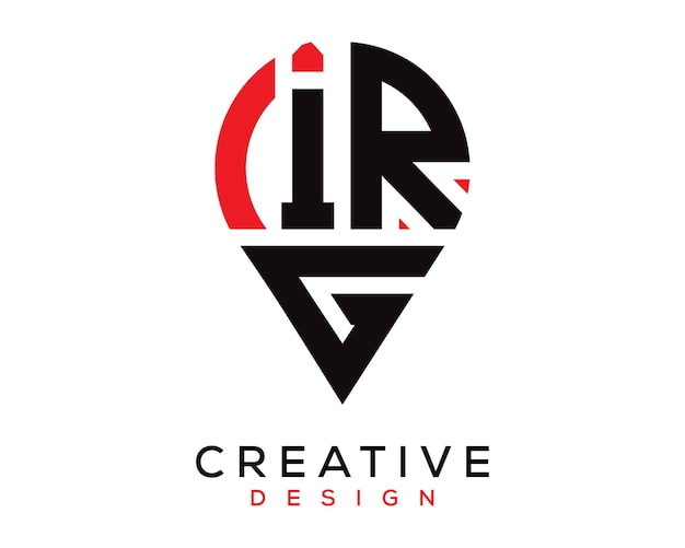 Diseño del logotipo de la forma de la letra de la ubicación de IRG