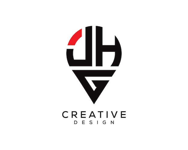 Diseño del logotipo de la forma de la letra de la ubicación de JHG