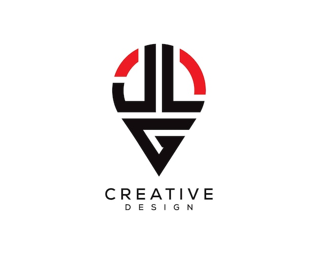 Diseño del logotipo de la forma de la letra de la ubicación de JLG