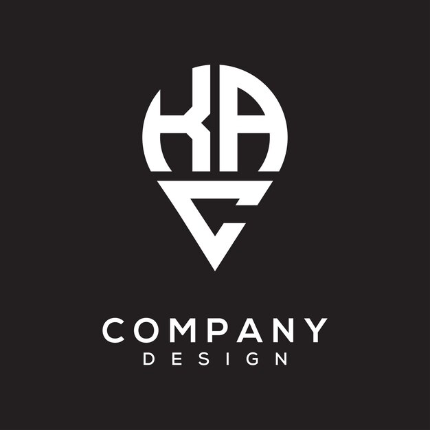 Diseño del logotipo de la forma de la letra de la ubicación de KAC