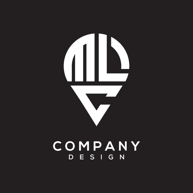 Diseño del logotipo de la forma de la letra de la ubicación de MLC