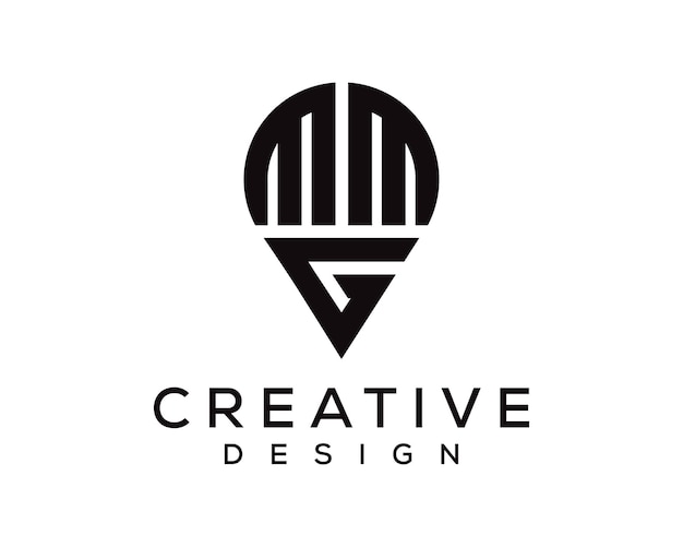 Diseño del logotipo de la forma de la letra de la ubicación de MMG