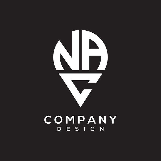 Diseño del logotipo de la forma de la letra de la ubicación del NAC