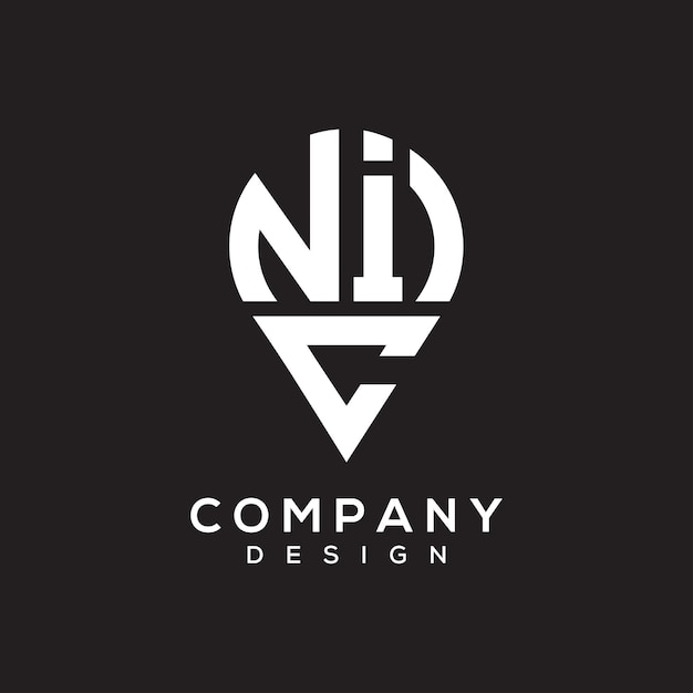 Diseño del logotipo de la forma de la letra de la ubicación del NIC