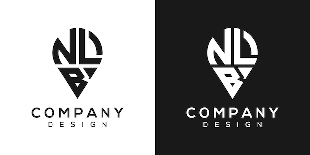Diseño del logotipo de la forma de la letra de la ubicación de NLB