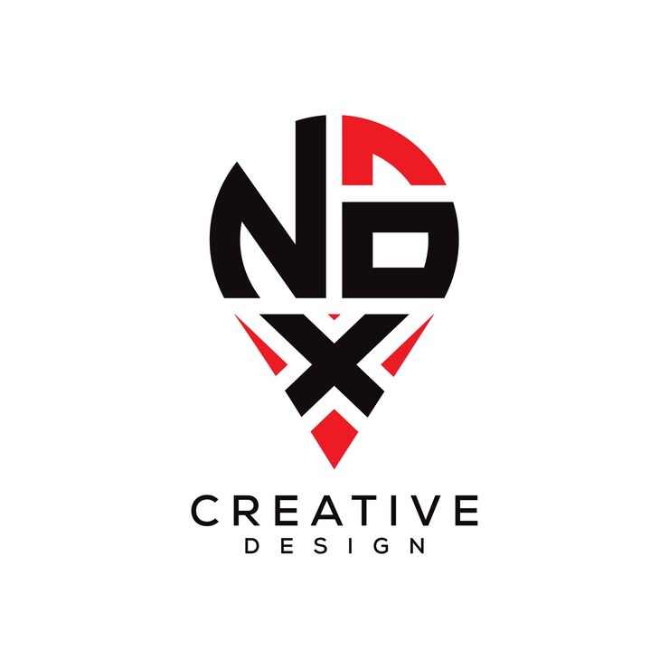 Vector diseño del logotipo en forma de letra de la ubicación de nox