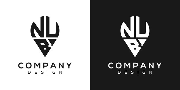 Diseño del logotipo de la forma de la letra de la ubicación de NUB
