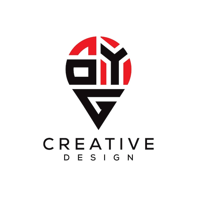 Diseño del logotipo de la forma de la letra de la ubicación de OYG