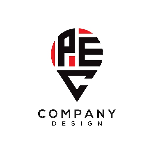 Diseño del logotipo de la forma de la letra de la ubicación del PEC