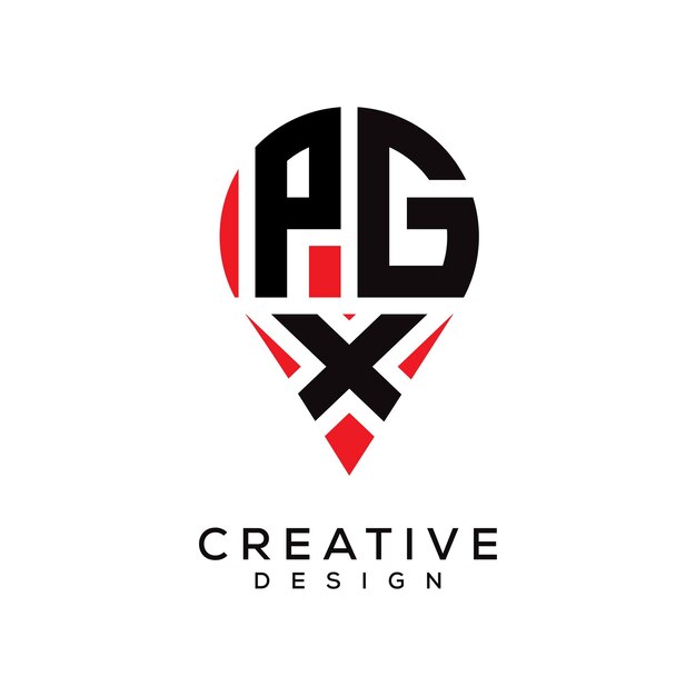 Diseño del logotipo de la forma de la letra de la ubicación de PGX